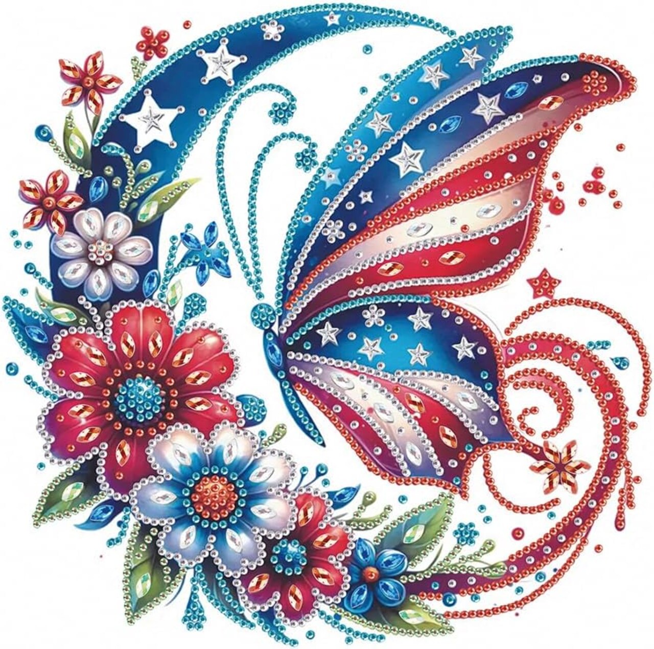 Special Shape Butterfly Diamond Art Painting Kits for Adults,Flower Diamond Painting Kits for Beginners,Flag Diamond Art Kits